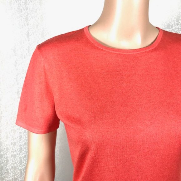 St. John Collection Coral Cashmere T-Shirt Sz S - Picture 1 of 6